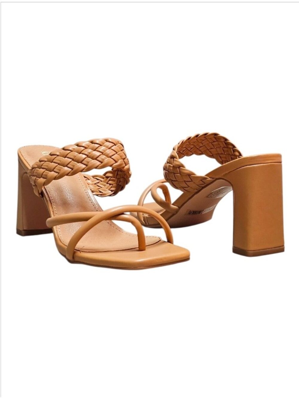 Braided Natural Block Heel Sandals With Strappy Design For Women - Picture 9 of 16